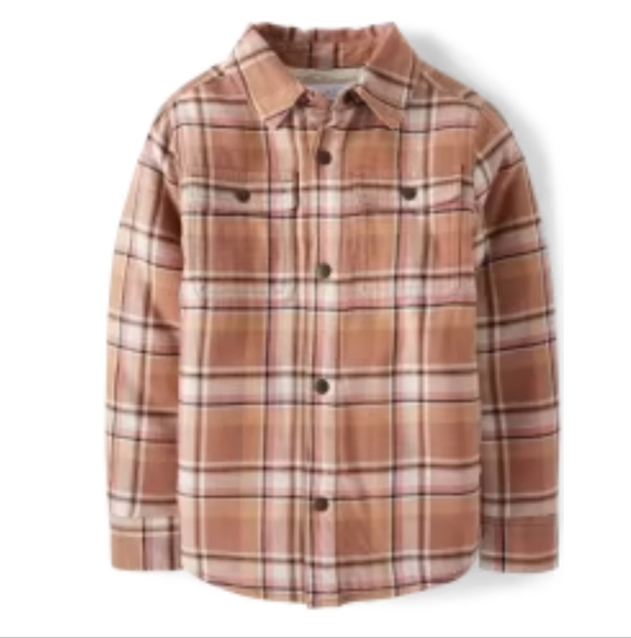 The Children's Place Plaid Jacket - Brown and Cream